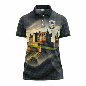 Tartan Vibes Clothing Murray Tartan Family Crest Women's Polo Shirt with Scottish Ancient Castle Stype