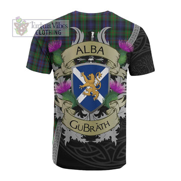 Murray Tartan Family Crest Cotton T-shirt Lion Rampant Royal Thistle Shield Celtic Inspired