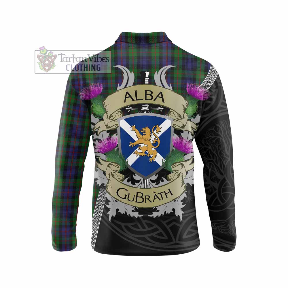 Tartan Vibes Clothing Murray Tartan Family Crest Long Sleeve Polo Shirt Lion Rampant Royal Thistle Shield Celtic Inspired