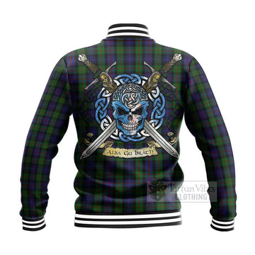 Murray Tartan Baseball Jacket with Family Crest Celtic Skull Style - Tartan Vibes Clothing
