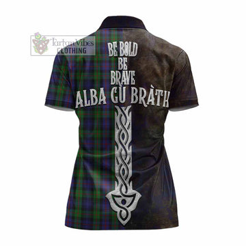 Tartan Vibes Clothing Murray Tartan Family Crest Women's Polo Shirt Alba Gu Brath Be Brave Lion Ancient Style