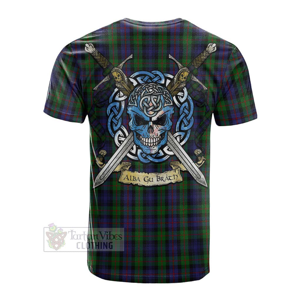 Tartan Vibes Clothing Murray Tartan Cotton T-shirt with Family Crest Celtic Skull Style