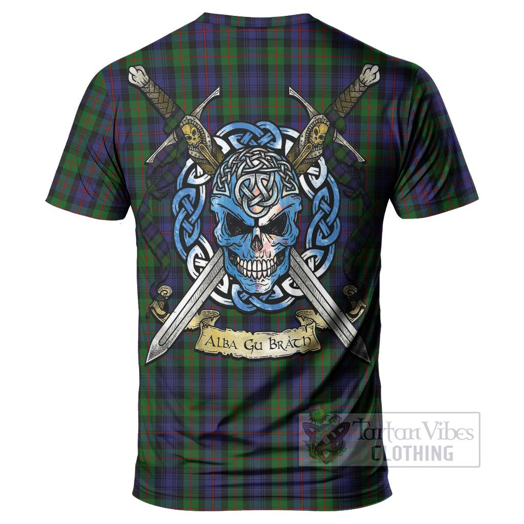 Tartan Vibes Clothing Murray Tartan T-Shirt with Family Crest Celtic Skull Style