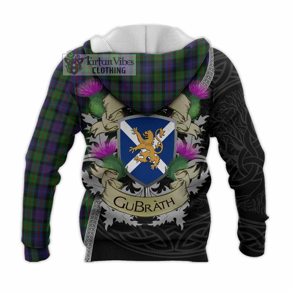Tartan Vibes Clothing Murray Tartan Family Crest Knitted Hoodie Lion Rampant Royal Thistle Shield Celtic Inspired
