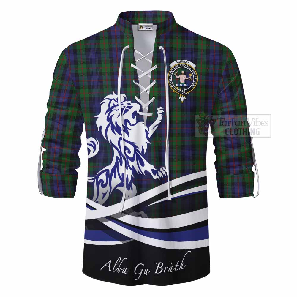 Tartan Vibes Clothing Murray Tartan Ghillie Kilt Shirt with Alba Gu Brath Regal Lion Emblem