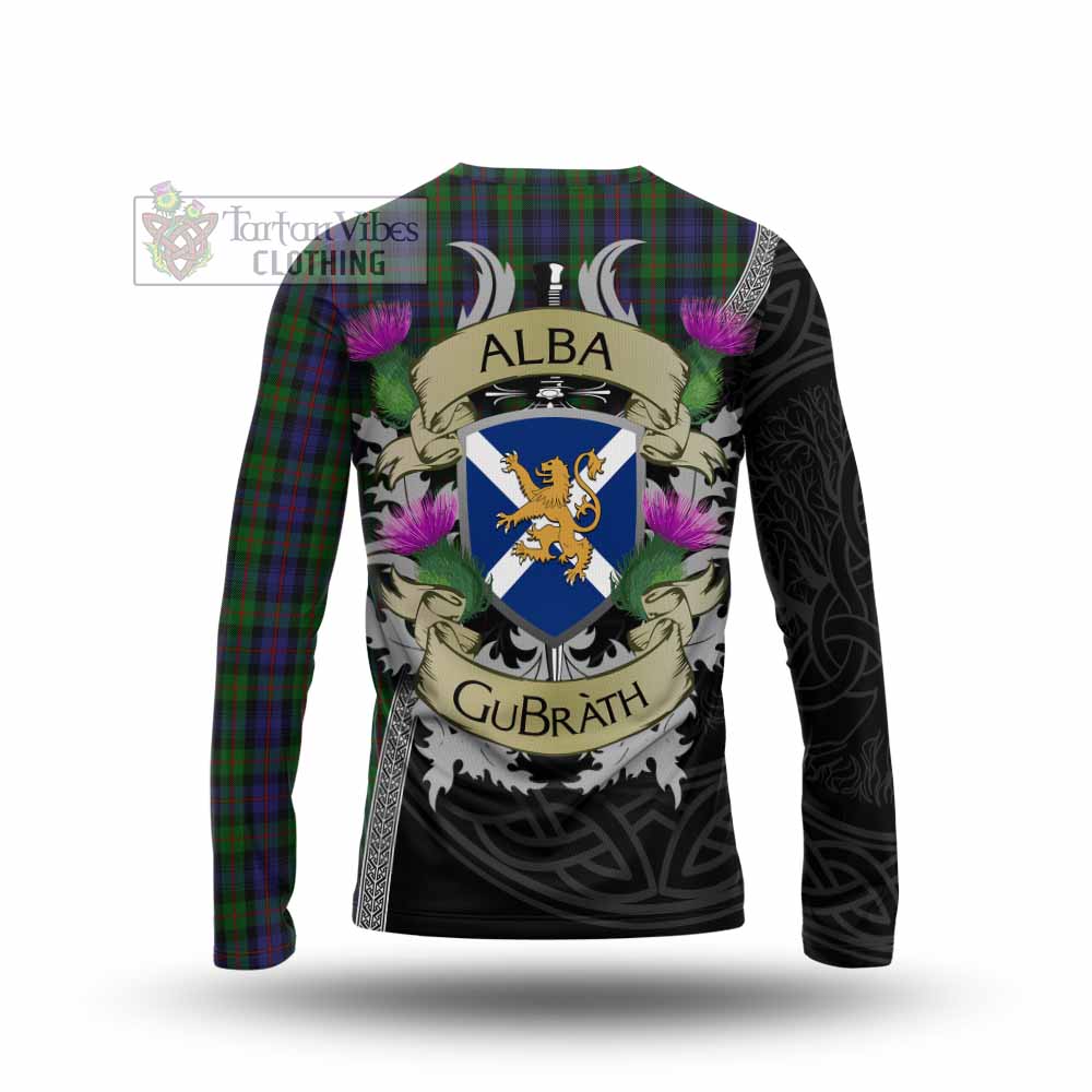 Tartan Vibes Clothing Murray Tartan Family Crest Long Sleeve T-Shirt Lion Rampant Royal Thistle Shield Celtic Inspired