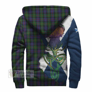 Murray Tartan Family Crest Sherpa Hoodie Scottish Thistle Celtic Inspired