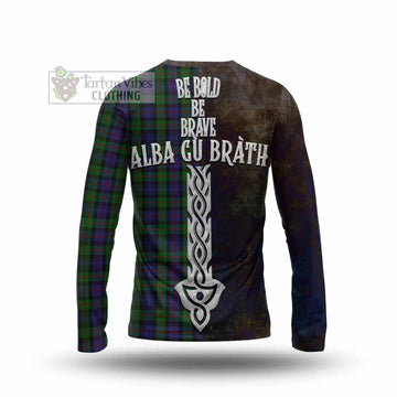 Murray Tartan Family Crest Long Sleeve T-Shirt Alba Gu Brath Be Brave Lion Ancient Style