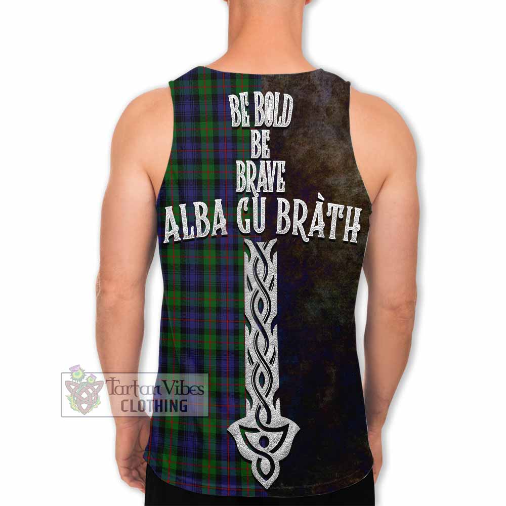 Tartan Vibes Clothing Murray Tartan Family Crest Men's Tank Top Alba Gu Brath Be Brave Lion Ancient Style
