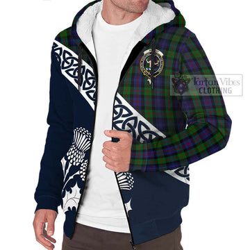 Murray Tartan Sherpa Hoodie Featuring Thistle and Scotland Map