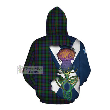Murray Tartan Family Crest Cotton Hoodie Scottish Thistle Celtic Inspired