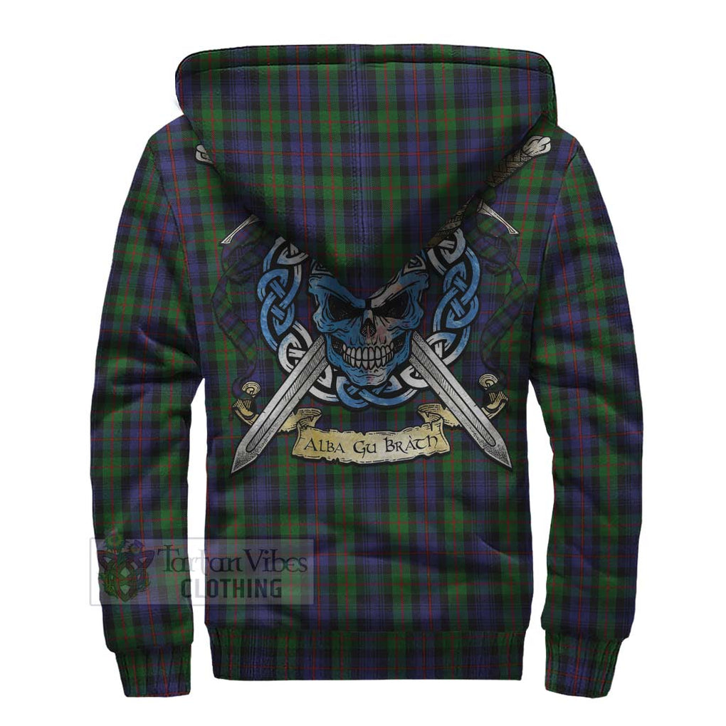 Tartan Vibes Clothing Murray Tartan Sherpa Hoodie with Family Crest Celtic Skull Style
