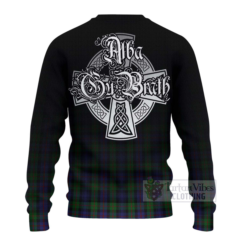 Tartan Vibes Clothing Murray Tartan Knitted Sweater Featuring Alba Gu Brath Family Crest Celtic Inspired