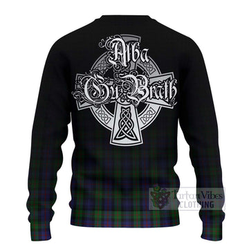 Tartan Vibes Clothing Murray Tartan Knitted Sweater Featuring Alba Gu Brath Family Crest Celtic Inspired