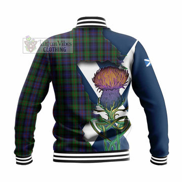 Murray Tartan Family Crest Baseball Jacket Scottish Thistle Celtic Inspired
