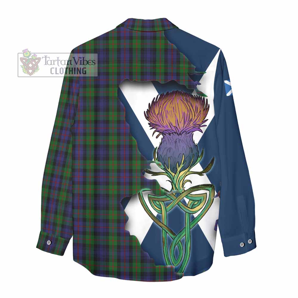 Tartan Vibes Clothing Murray Tartan Family Crest Women's Casual Shirt Scottish Thistle Celtic Inspired