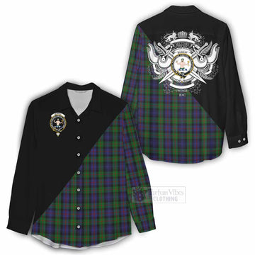 Tartan Vibes Clothing Murray Tartan Women's Casual Shirt with Family Crest and Military Logo Style