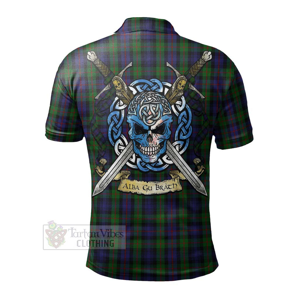 Tartan Vibes Clothing Murray Tartan Polo Shirt with Family Crest Celtic Skull Style