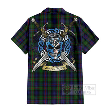 Murray Tartan Hawaiian Shirt with Family Crest Celtic Skull Style
