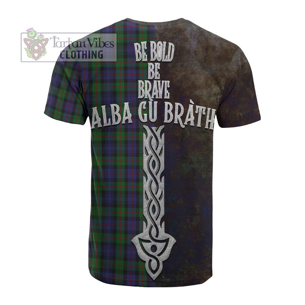 Tartan Vibes Clothing Murray Tartan Family Crest Cotton T-shirt Alba Gu Brath Be Brave Lion Ancient Style