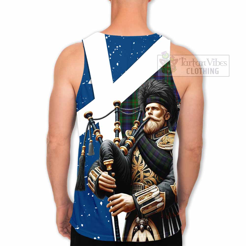 Murray Tartan Men's Tank Top with Family Crest Scottish Bagpiper Vibes