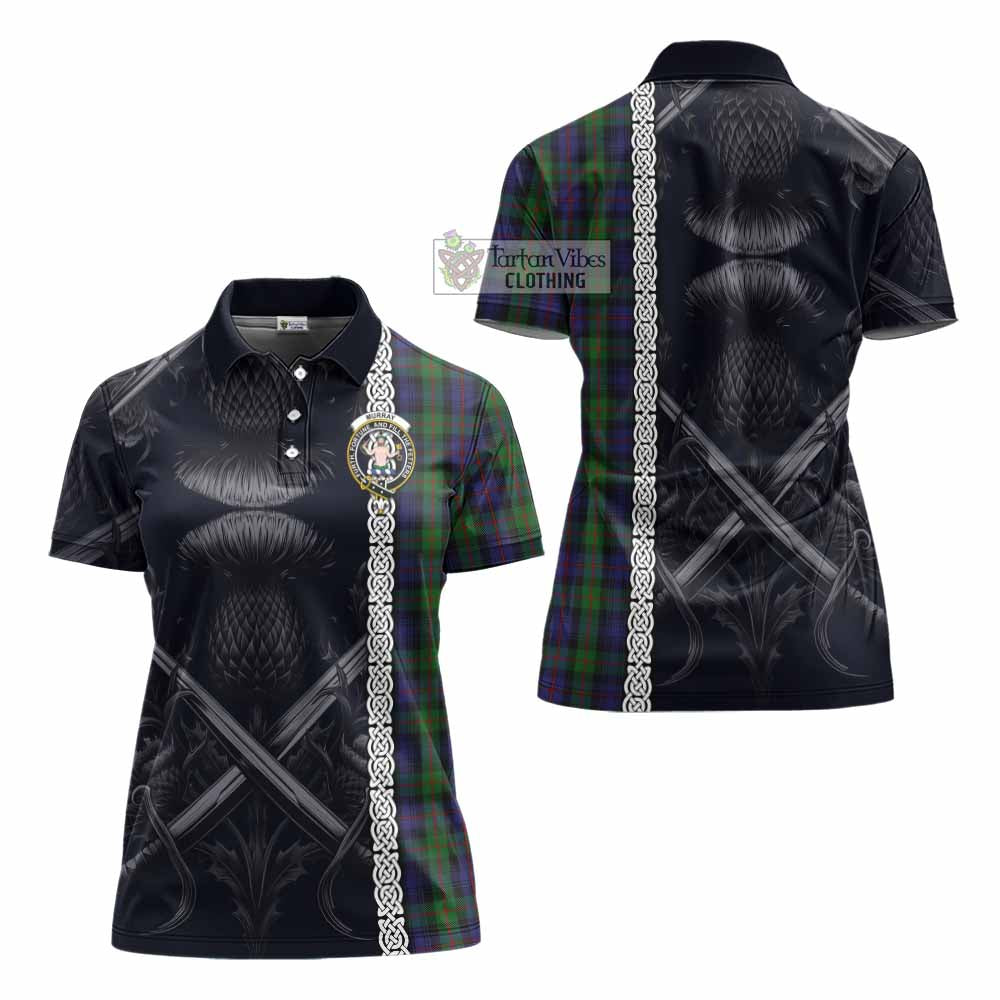 Tartan Vibes Clothing Murray Tartan Women's Polo Shirt with Family Crest Cross Sword Thistle Celtic Vibes