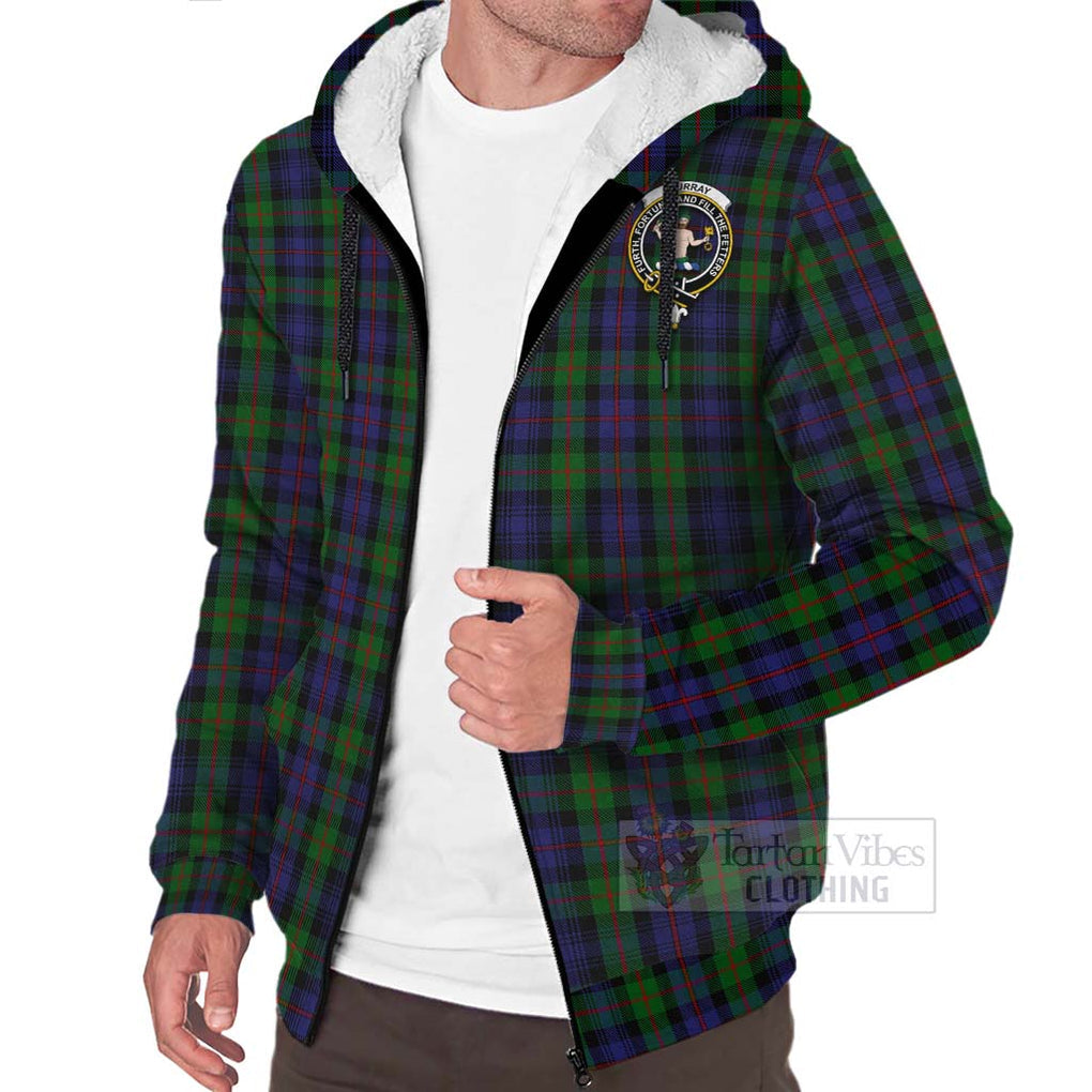 Tartan Vibes Clothing Murray Tartan Sherpa Hoodie with Family Crest Celtic Skull Style