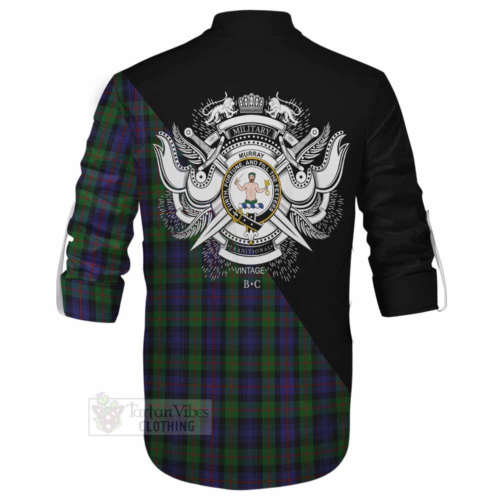 Tartan Vibes Clothing Murray Tartan Ghillie Kilt Shirt with Family Crest and Military Logo Style