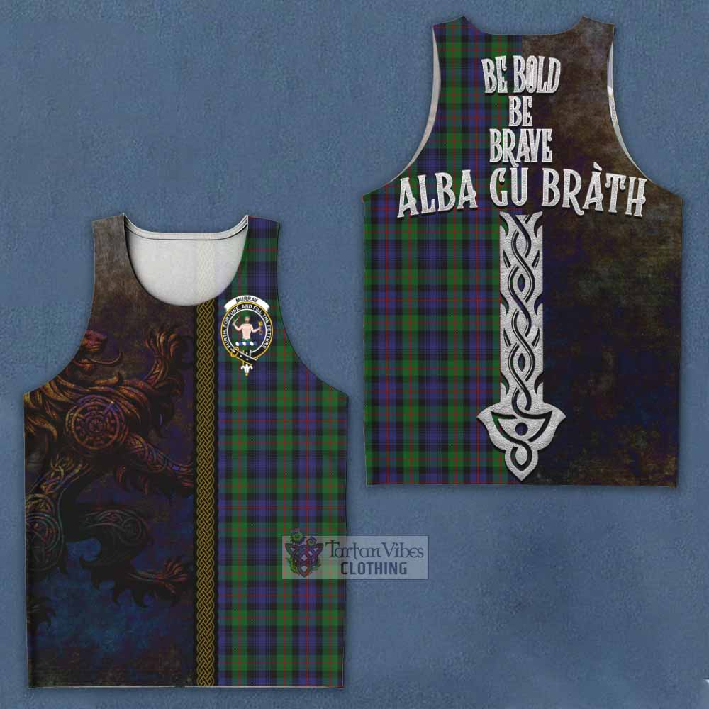 Tartan Vibes Clothing Murray Tartan Family Crest Men's Tank Top Alba Gu Brath Be Brave Lion Ancient Style