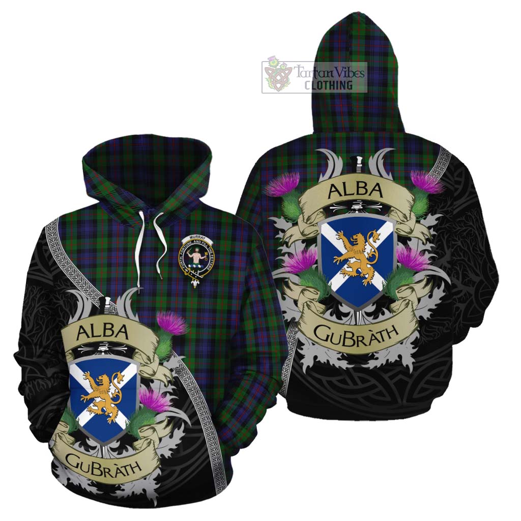 Murray Tartan Family Crest Cotton Hoodie Lion Rampant Royal Thistle Shield Celtic Inspired - Tartan Vibes Clothing