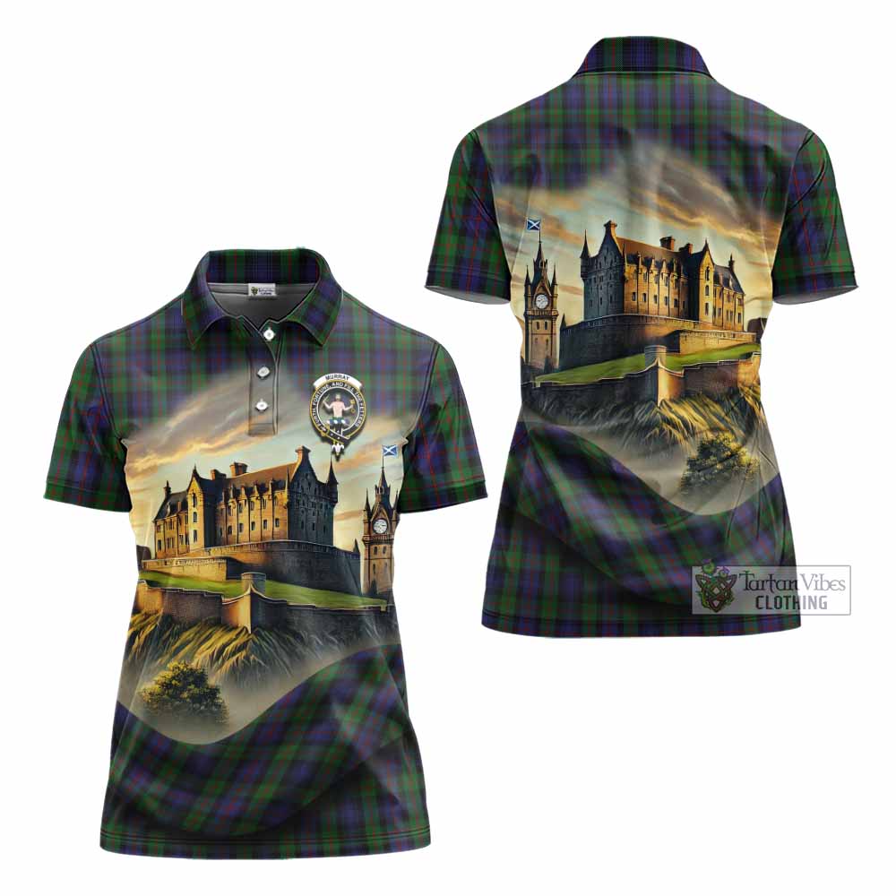 Tartan Vibes Clothing Murray Tartan Family Crest Women's Polo Shirt with Scottish Ancient Castle Stype