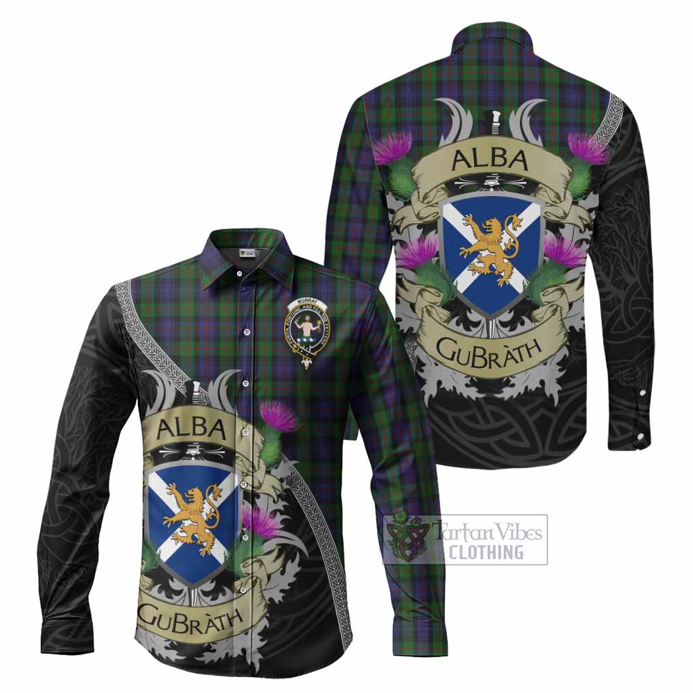 Tartan Vibes Clothing Murray Tartan Family Crest Long Sleeve Button Shirt Lion Rampant Royal Thistle Shield Celtic Inspired