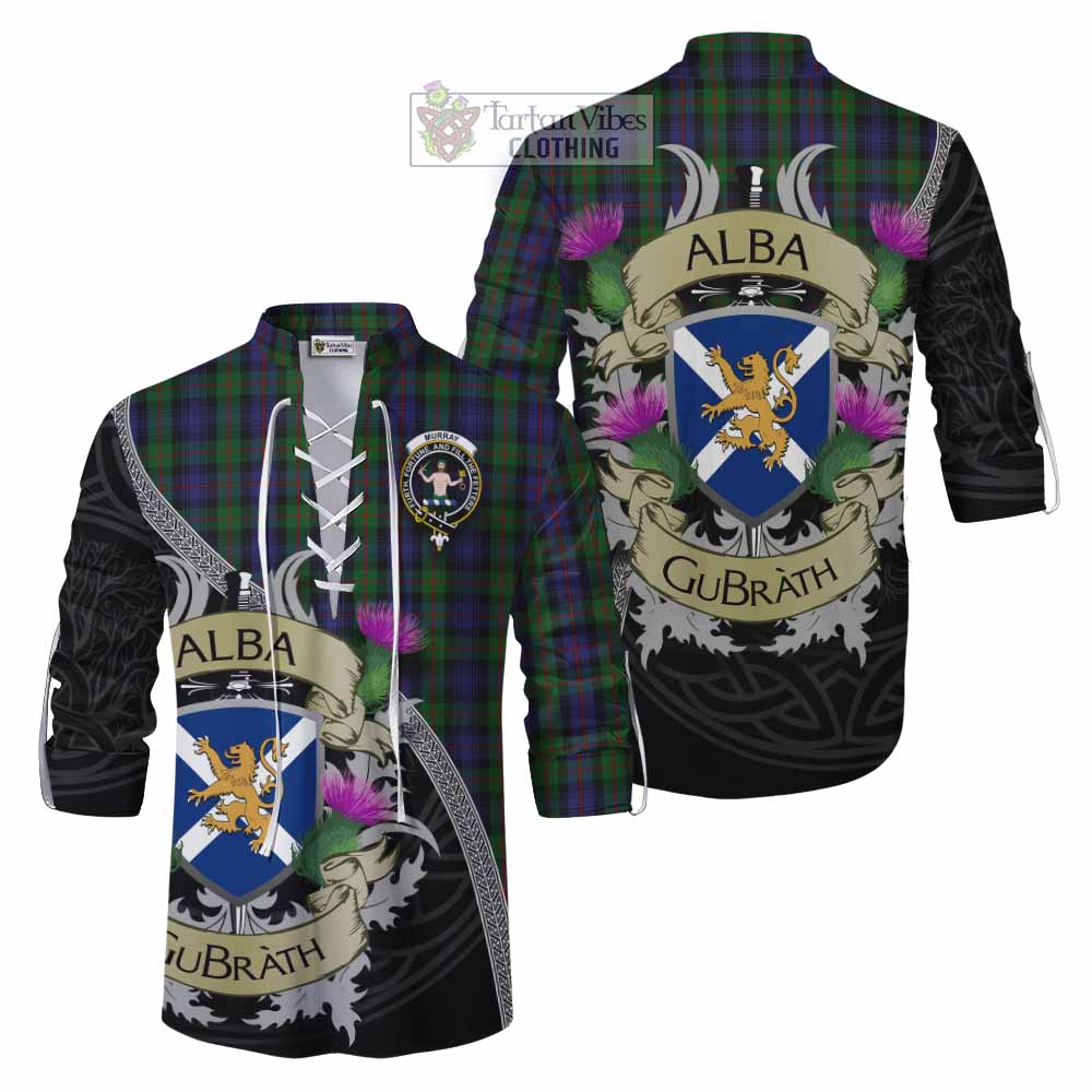 Tartan Vibes Clothing Murray Tartan Family Crest Ghillie Kilt Shirt Lion Rampant Royal Thistle Shield Celtic Inspired