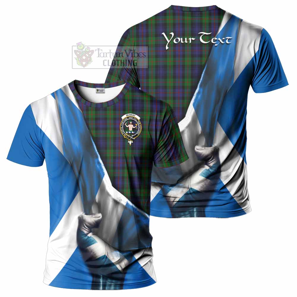 Tartan Vibes Clothing Murray Tartan T-Shirt with Family Crest Scotland Patriotic Style