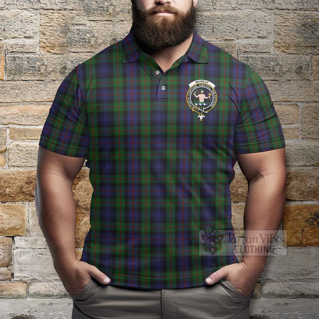 Tartan Vibes Clothing Murray Tartan Polo Shirt with Family Crest Celtic Skull Style