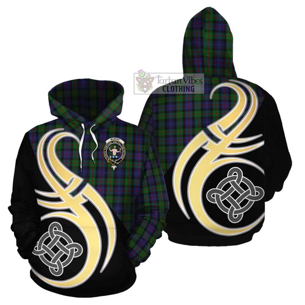 Murray Tartan Cotton Hoodie with Family Crest and Celtic Symbol Style Zip Hoodie - Tartan Vibes Clothing