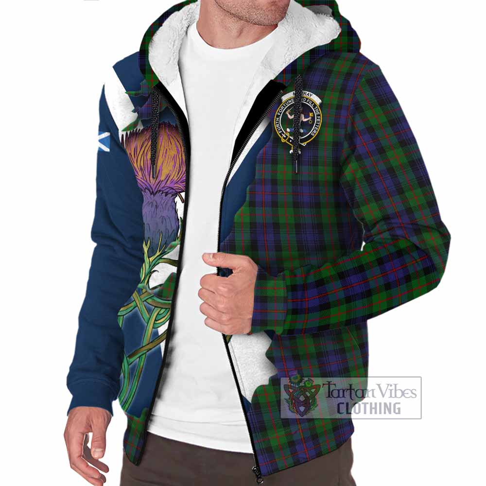 Tartan Vibes Clothing Murray Tartan Family Crest Sherpa Hoodie Scottish Thistle Celtic Inspired