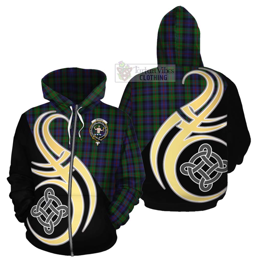Murray Tartan Cotton Hoodie with Family Crest and Celtic Symbol Style - Tartan Vibes Clothing