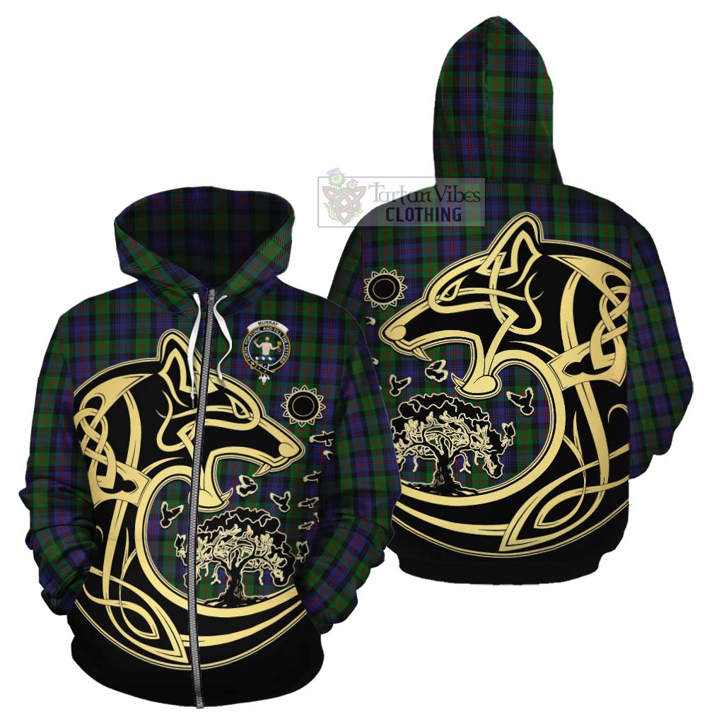 Murray Tartan Cotton Hoodie with Family Crest Celtic Wolf Style - Tartan Vibes Clothing