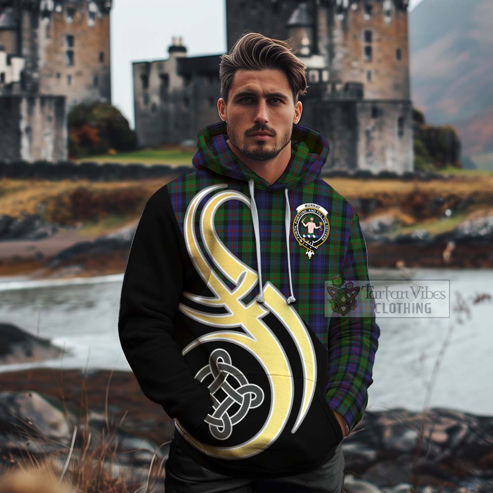 Murray Tartan Cotton Hoodie with Family Crest and Celtic Symbol Style - Tartan Vibes Clothing