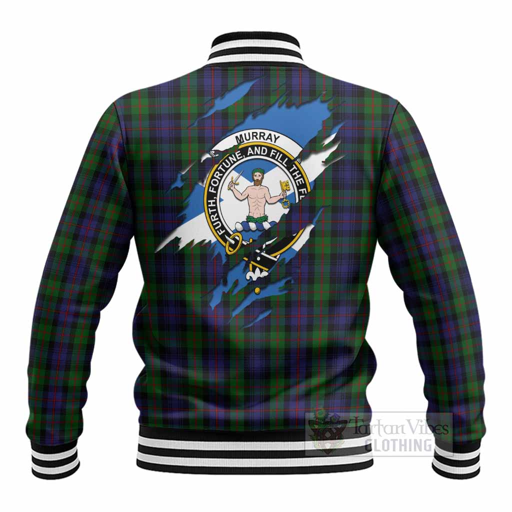 Murray Clan Crest In Me Tartan Baseball Jacket Scotland Flag Style