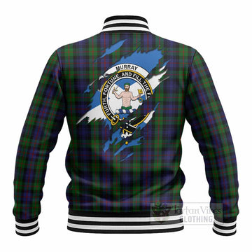 Murray Clan Crest In Me Tartan Baseball Jacket Scotland Flag Style