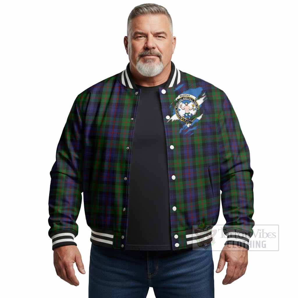 Murray Clan Crest In Me Tartan Baseball Jacket Scotland Flag Style
