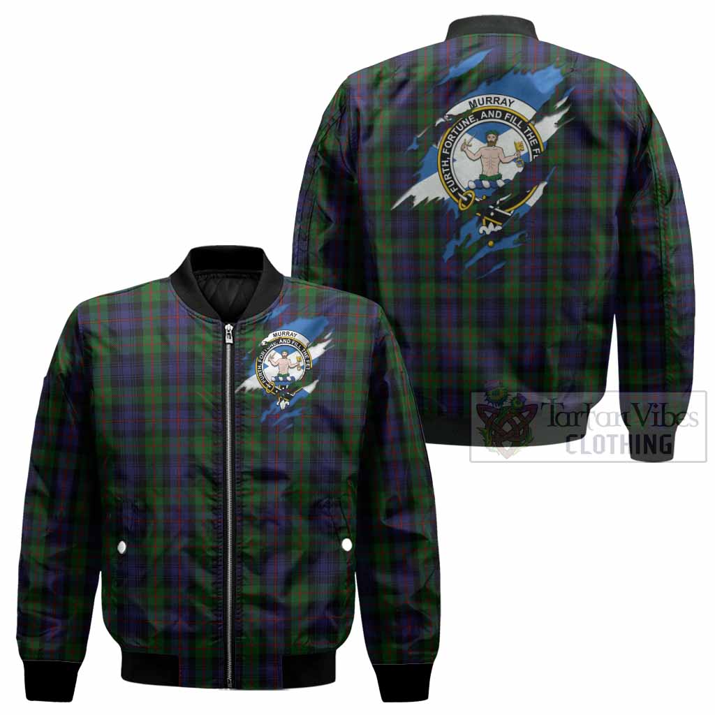 Murray Clan Crest In Me Tartan Bomber Jacket Scotland Flag Style
