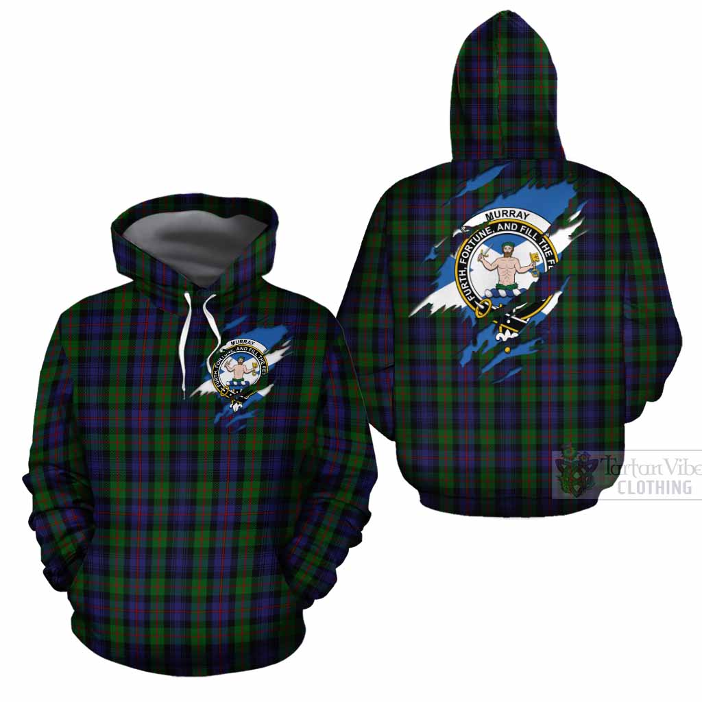 Murray Clan Crest In Me Tartan Cotton Hoodie Scotland Flag Style