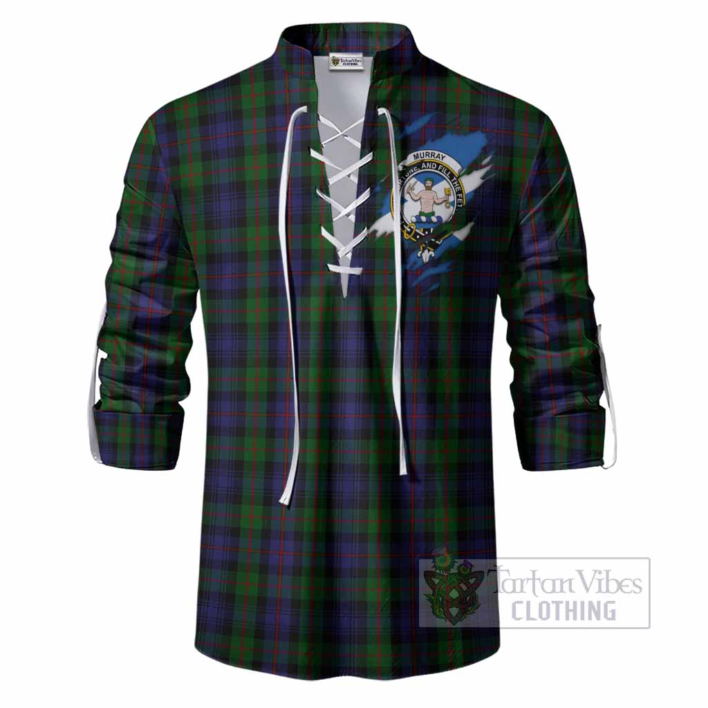 Murray Clan Crest In Me Tartan Ghillie Shirt Scotland Flag Style