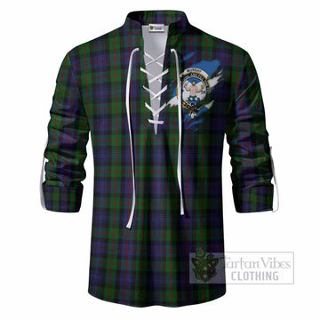 Murray Clan Crest In Me Tartan Ghillie Shirt Scotland Flag Style