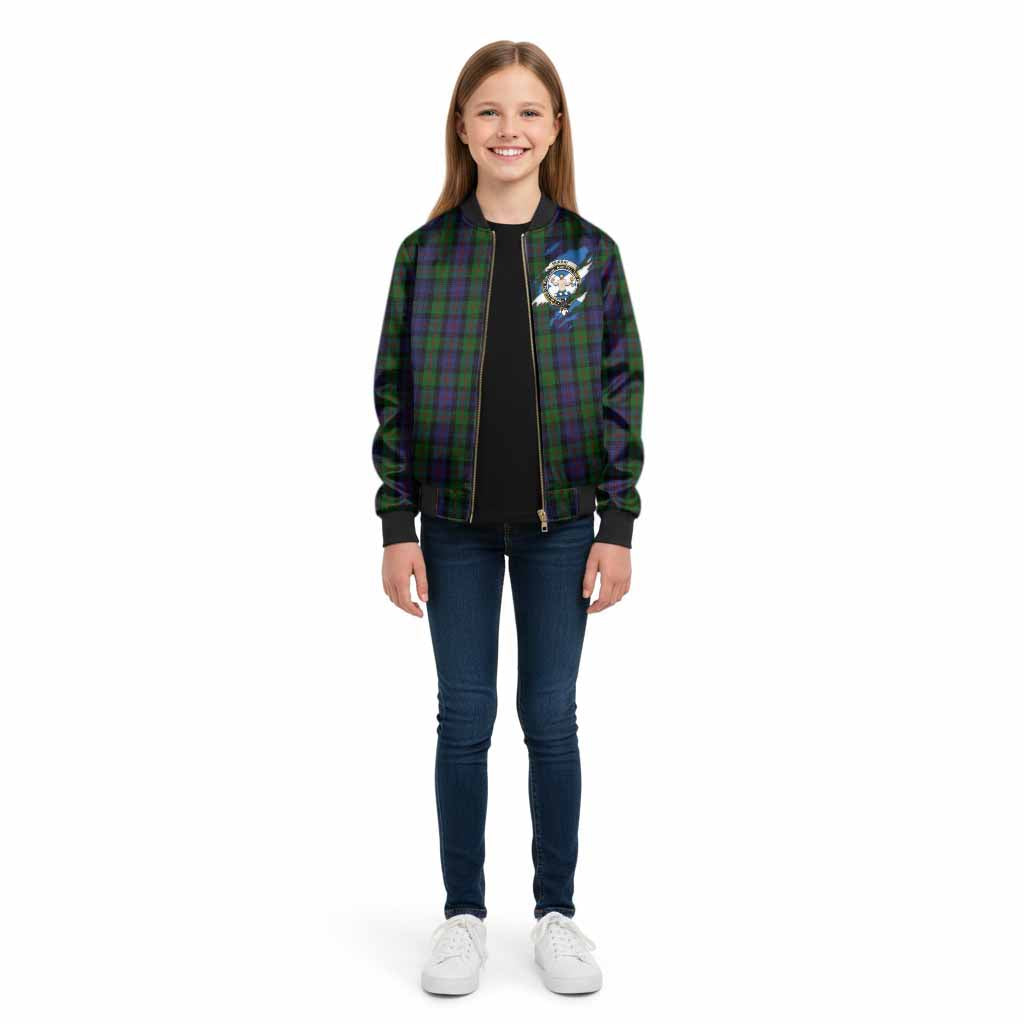 Murray Clan Crest In Me Tartan Kid Bomber Jacket Scotland Flag Style