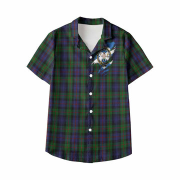 Murray Clan Crest In Me Tartan Kid Hawaiian Shirt Scotland Flag Style