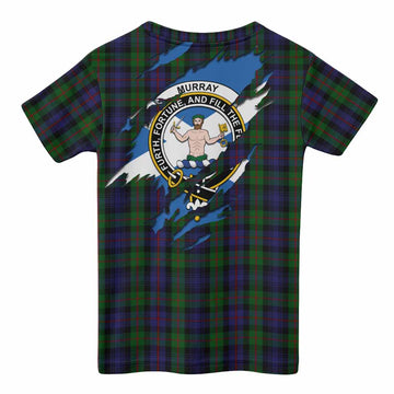 Murray Clan Crest In Me Tartan Kid T-shirt Scotland Flag Style